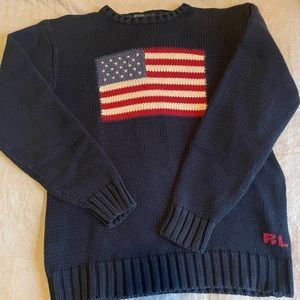 Polo by Ralph Lauren Navy Sweater with American Flag